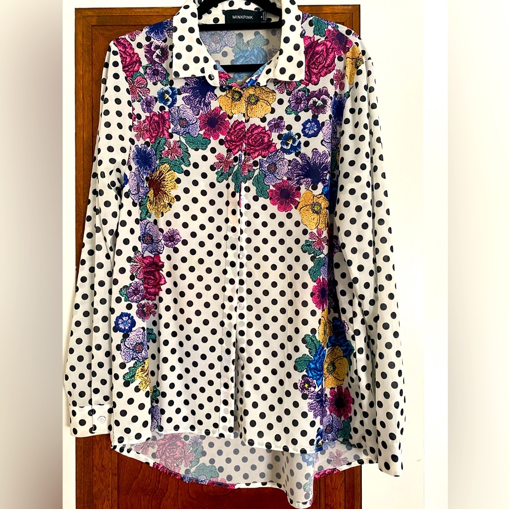 MINKPINK Floral & Polka Dot Blouse